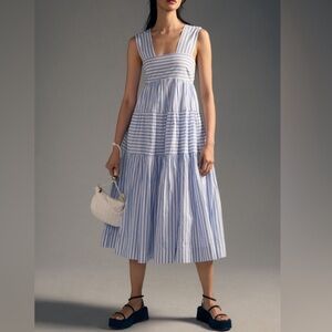 Anthropologie Light Blue and White Striped Dress